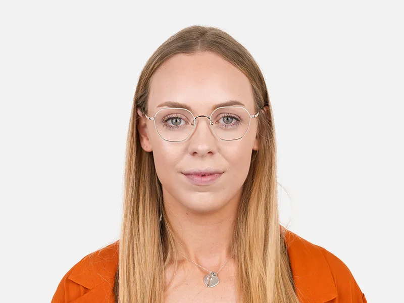 Gold Mint Green Geometric Glasses in Hexagon Shape - 2