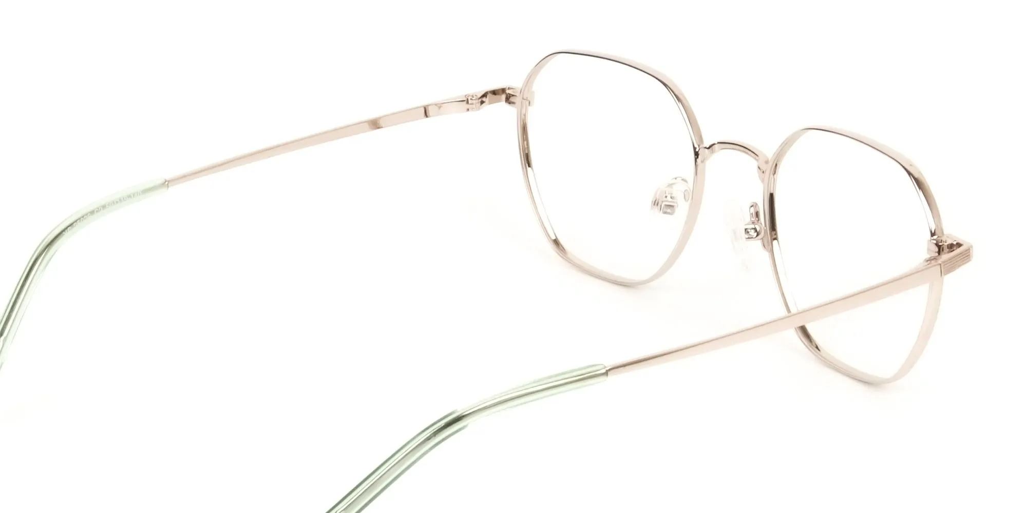 Gold Mint Green Geometric Glasses in Hexagon Shape - 2