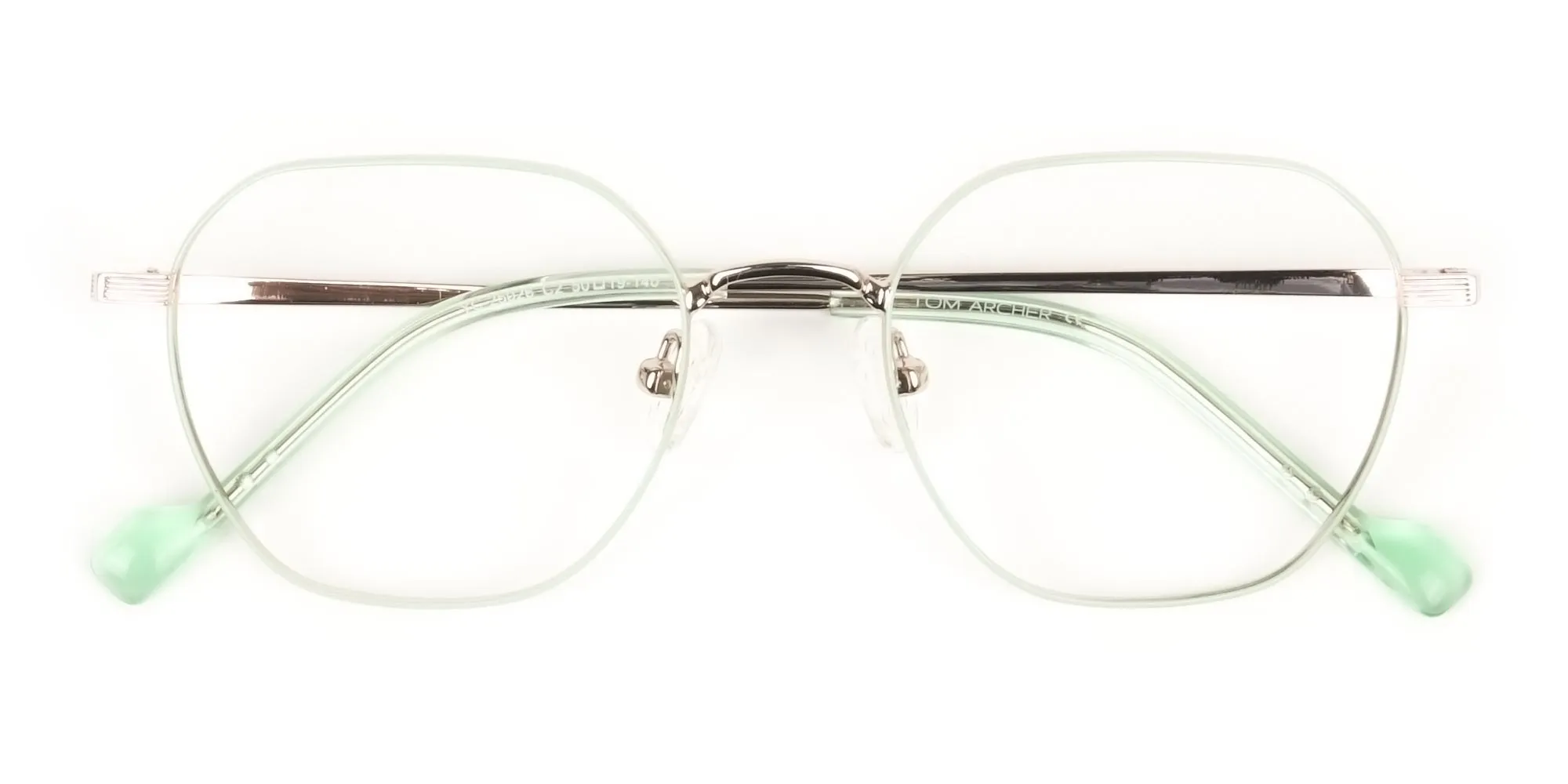 Gold Mint Green Geometric Glasses in Hexagon Shape - 2