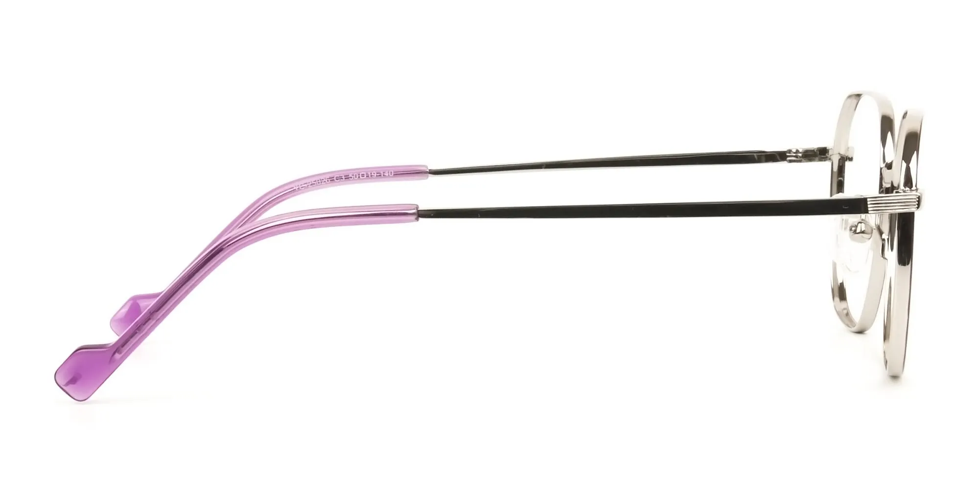 Silver Plum Purple Geometric Glasses in Hexagon Shape - 2