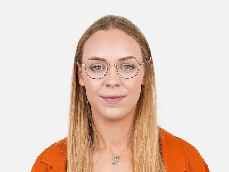 Silver Plum Purple Geometric Glasses in Hexagon Shape - 2