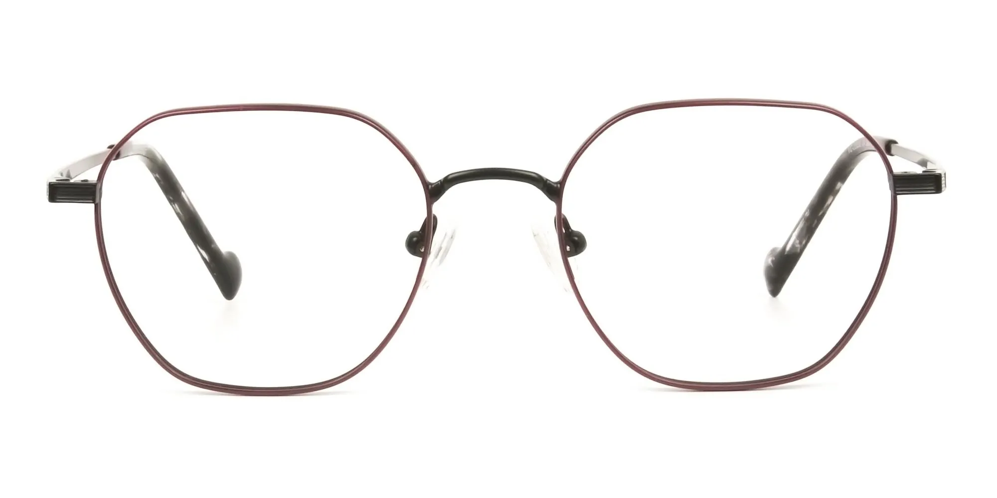 A25026F/4 - Black Red Geometric Glasses in Hexagon Shape