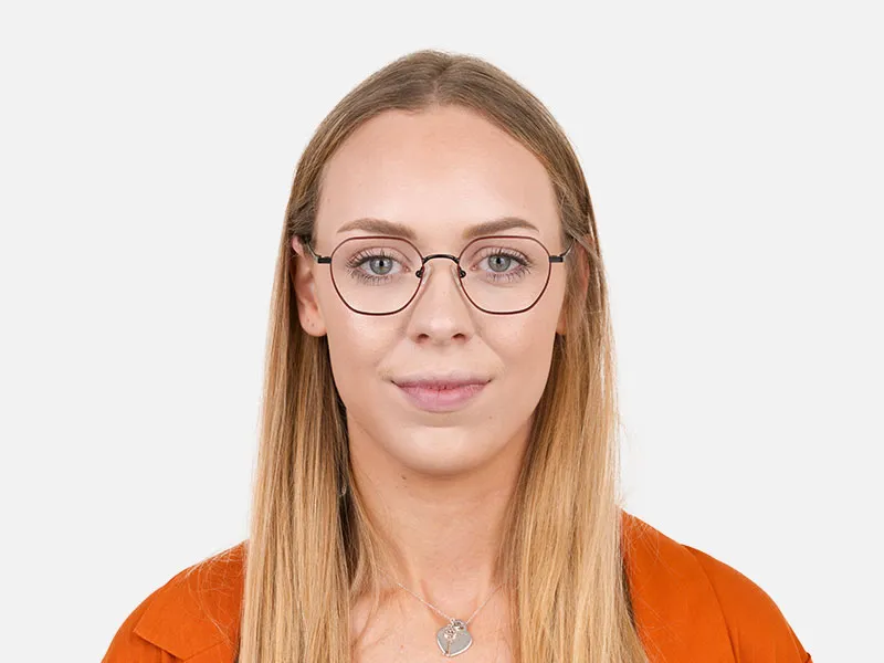 Black Red Geometric Glasses in Hexagon Shape - 2