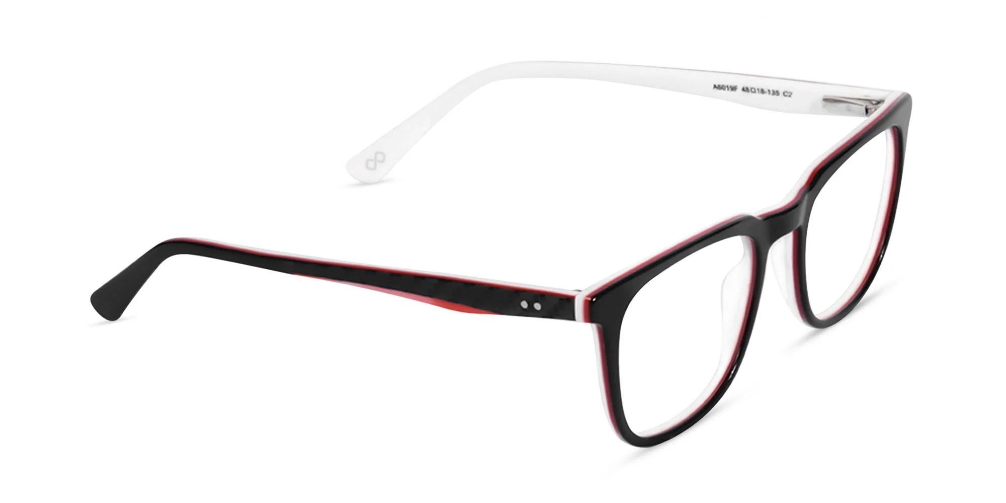Black White And Red Square Glasses Frames -2