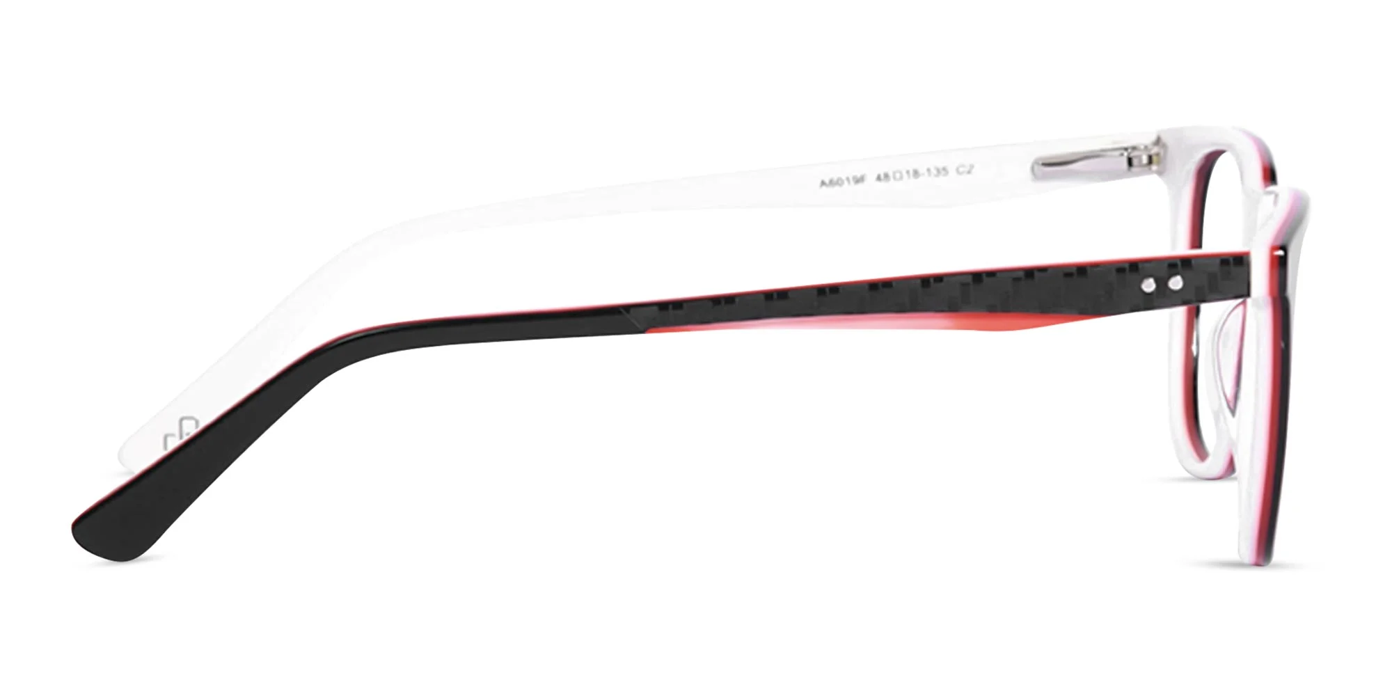 Black White And Red Square Glasses Frames -4