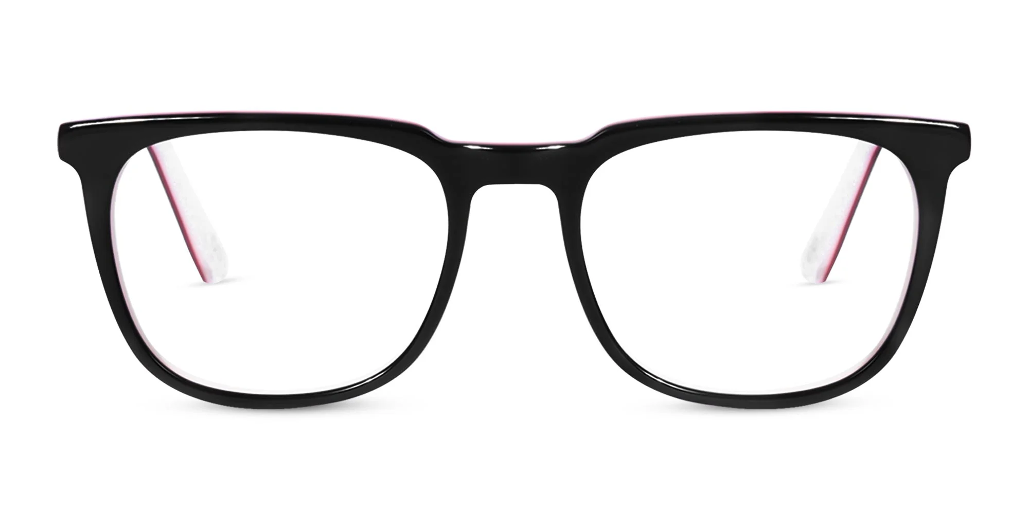 Black White And Red Square Glasses Frames -1