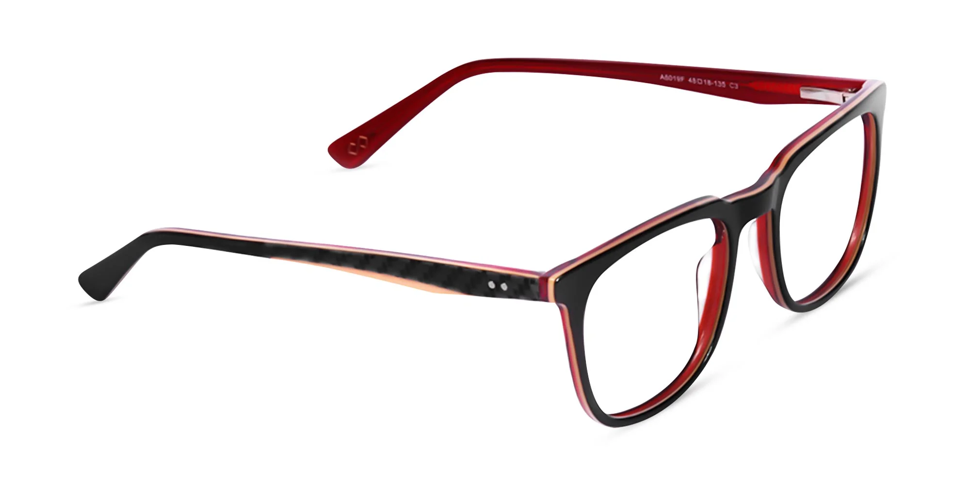 Black Red And Orange Square Eyeglasses-2