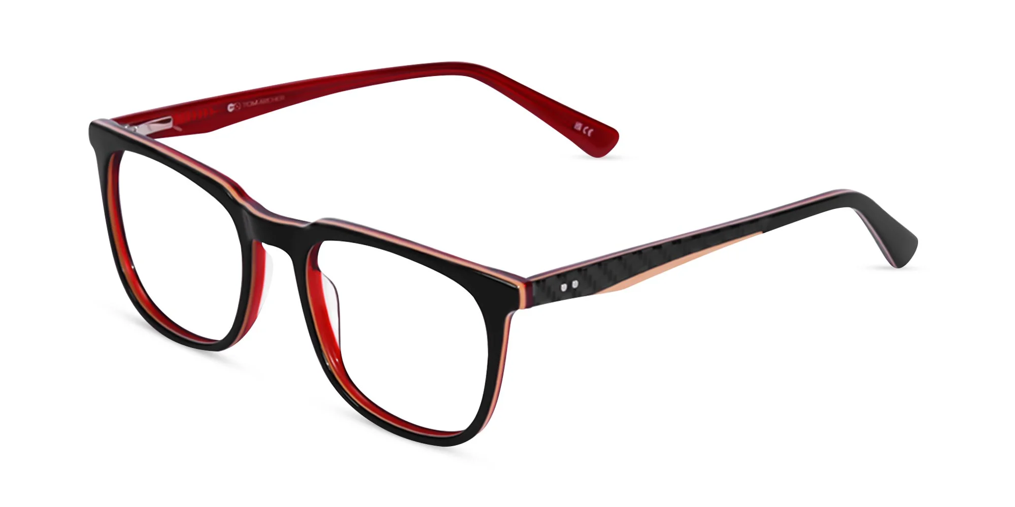 Black Red And Orange Square Eyeglasses-3