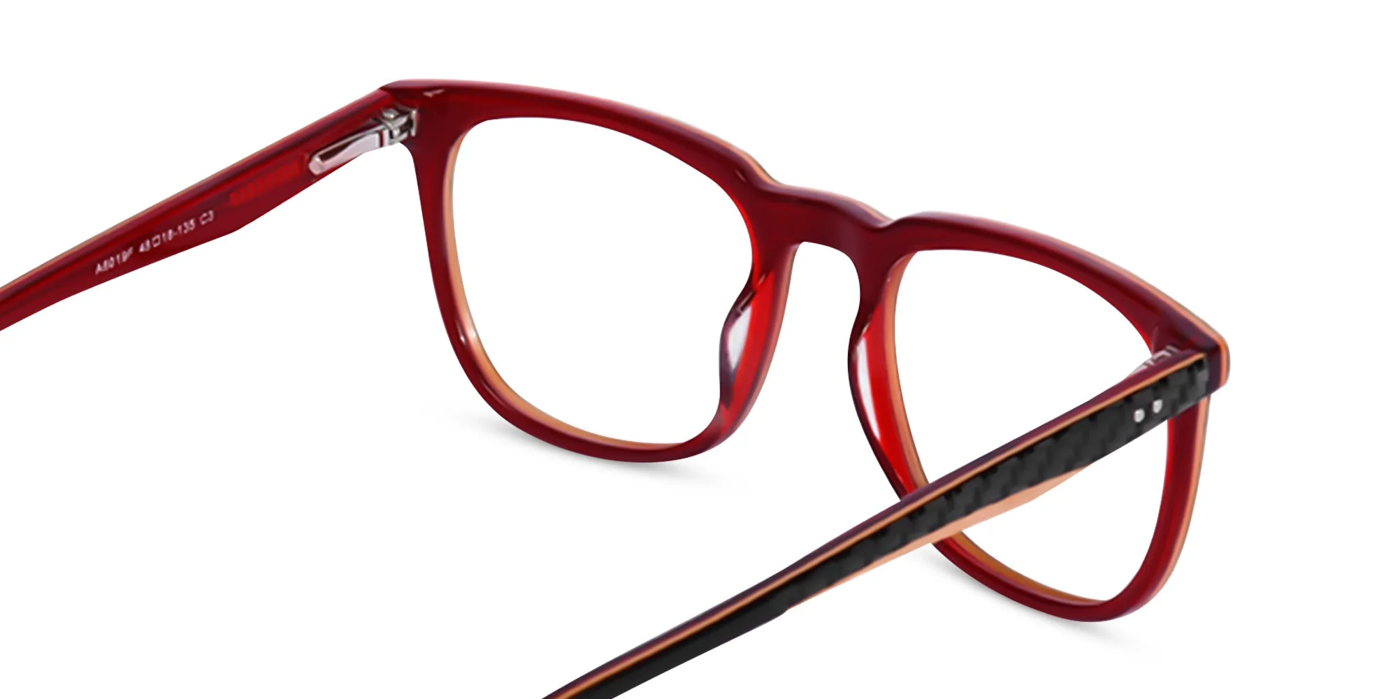 Black Red And Orange Square Eyeglasses-5