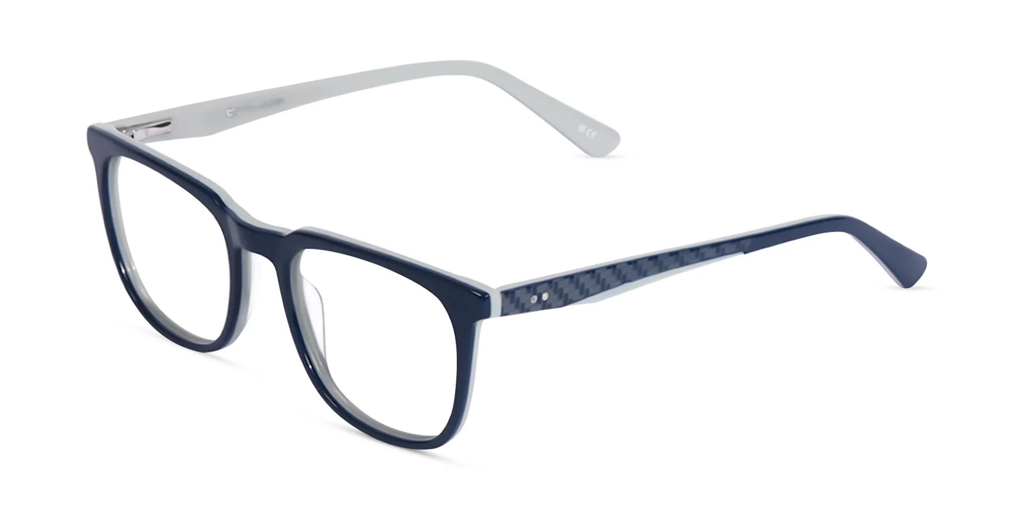 Navy Blue And Grey Square Glasses -3