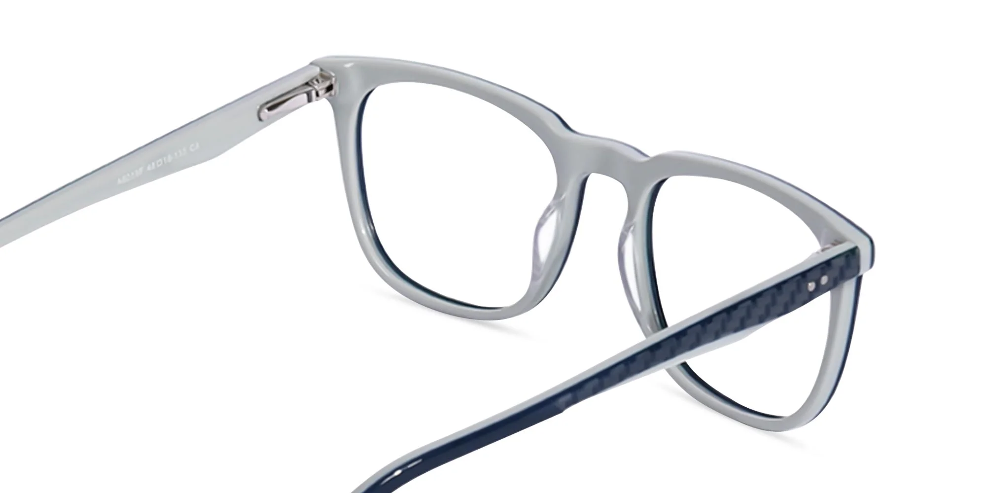 Navy Blue And Grey Square Glasses -5