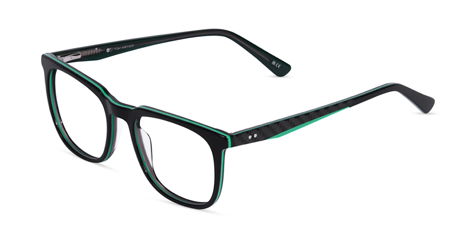 Black And Green Square Glasses-3