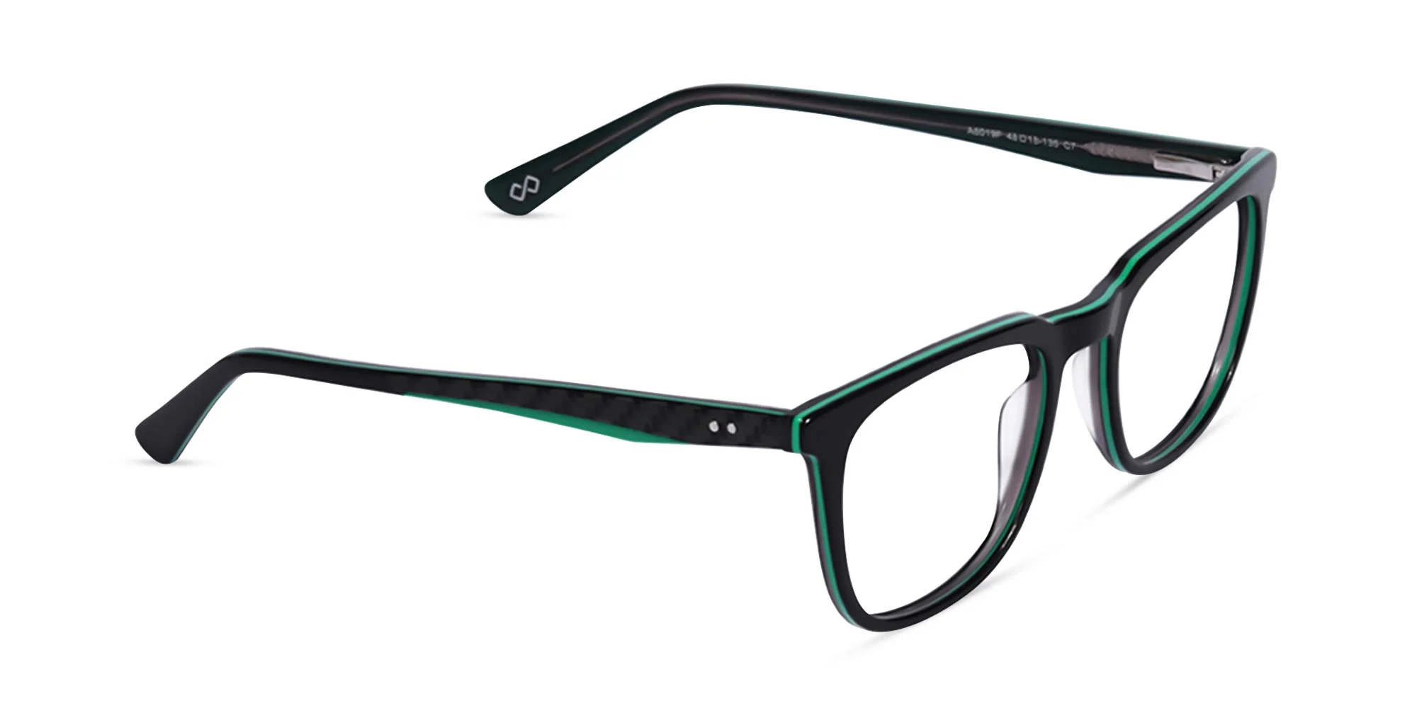 Black And Green Square Glasses-2