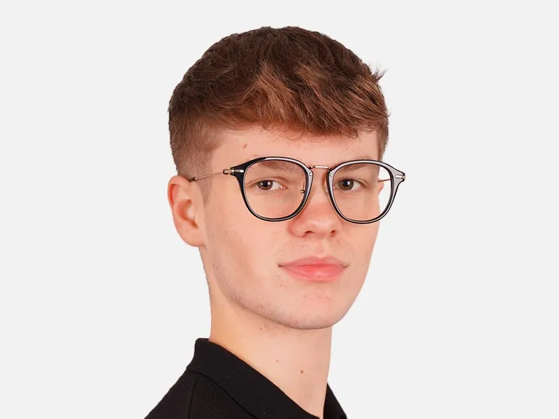 Black Circle Frame Glasses-2