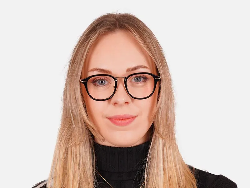 Black Circle Frame Glasses-2