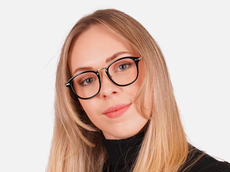 Black Circle Frame Glasses-2