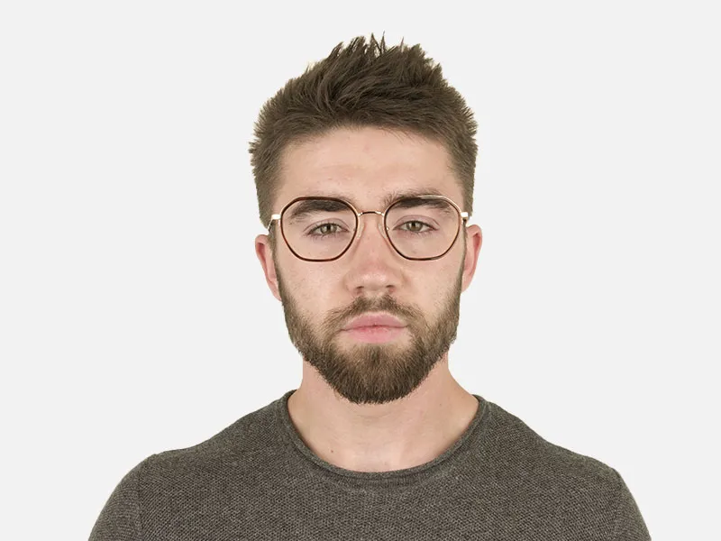 Square Brown Red Tortoise and Gold Geometric Glasses  - 2 