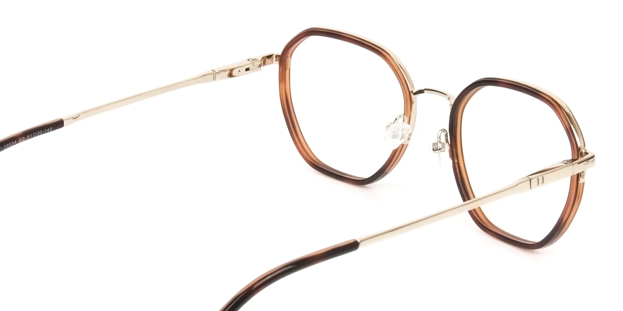 Square Brown Red Tortoise and Gold Geometric Glasses  - 2 