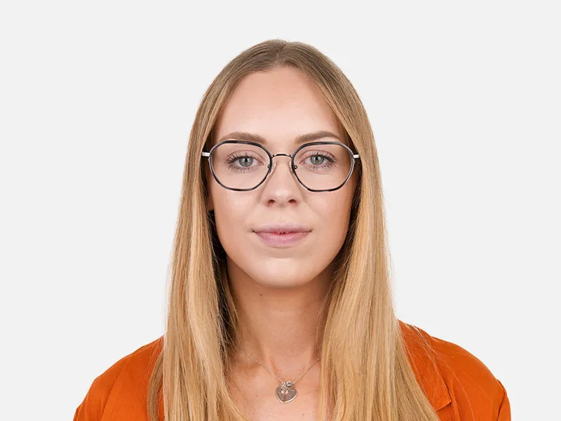 Gunmetal and Dusty Blue Geometric Glasses in Gunmetal - 2