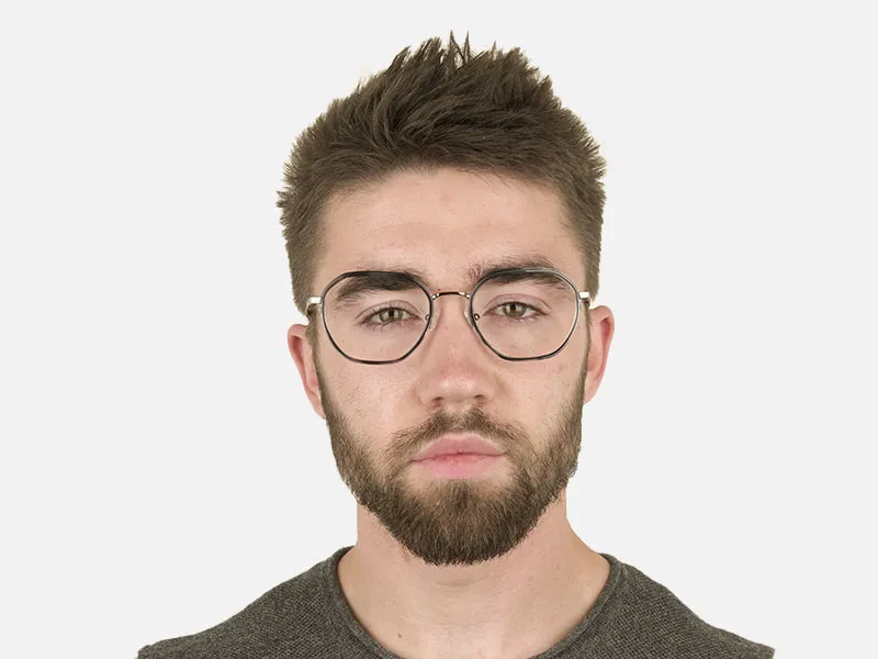 Gunmetal and Dusty Blue Geometric Glasses in Gunmetal - 2