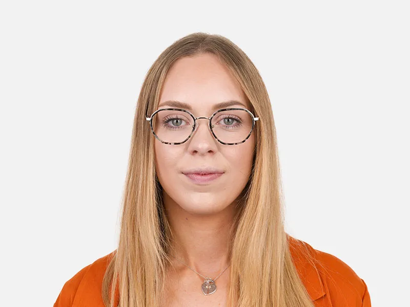 Black Grey Tortoise Geometric Glasses - 2