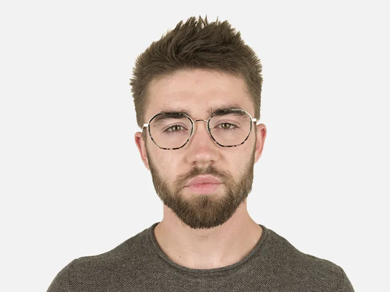 Black Grey Tortoise Geometric Glasses - 2