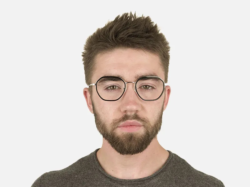 Square Black and Silver Geometric Glasses - 2