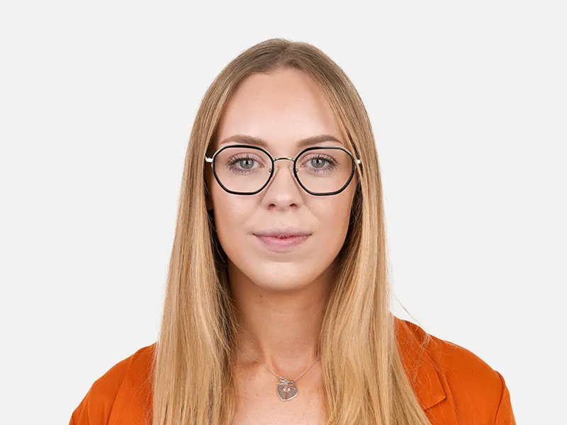 Square Black and Silver Geometric Glasses - 2