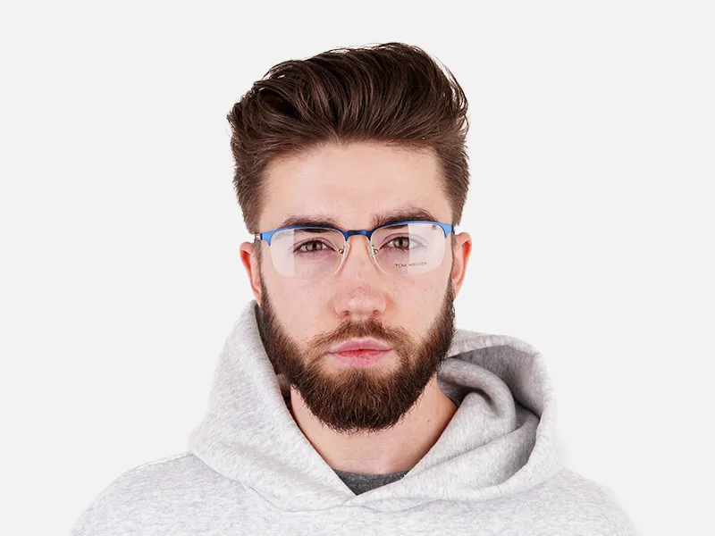 dark and navy blue rectangular half rim glasses frames -2