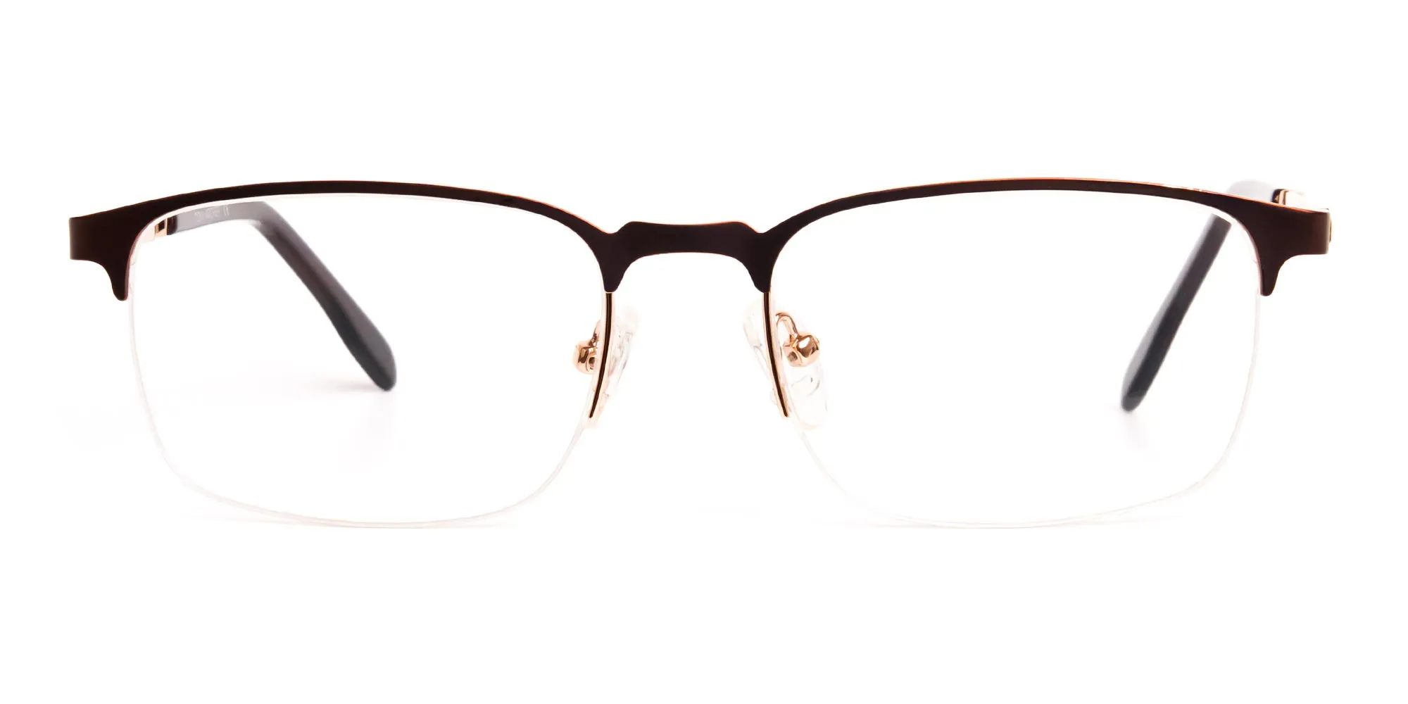 T8018H/2 - Dark Brown Rectangular Half-Rim Glasses