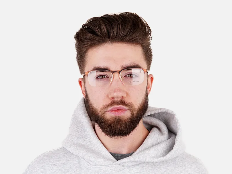 dark brown rectangular half rim glasses frames-2