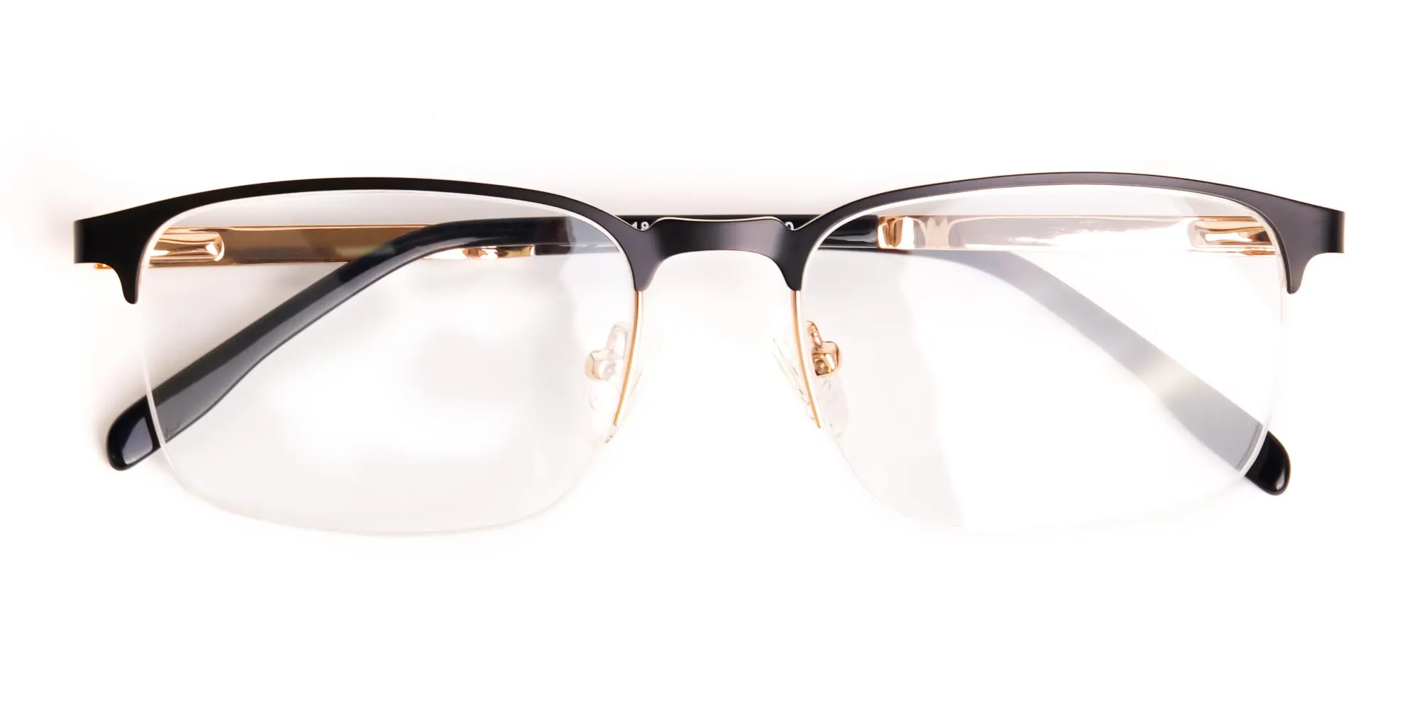 black and gold rectangular half rim glasses frames-2