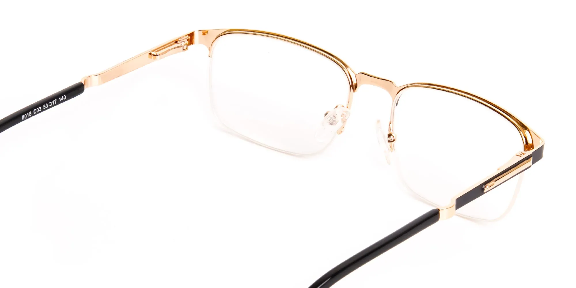 black and gold rectangular half rim glasses frames-2