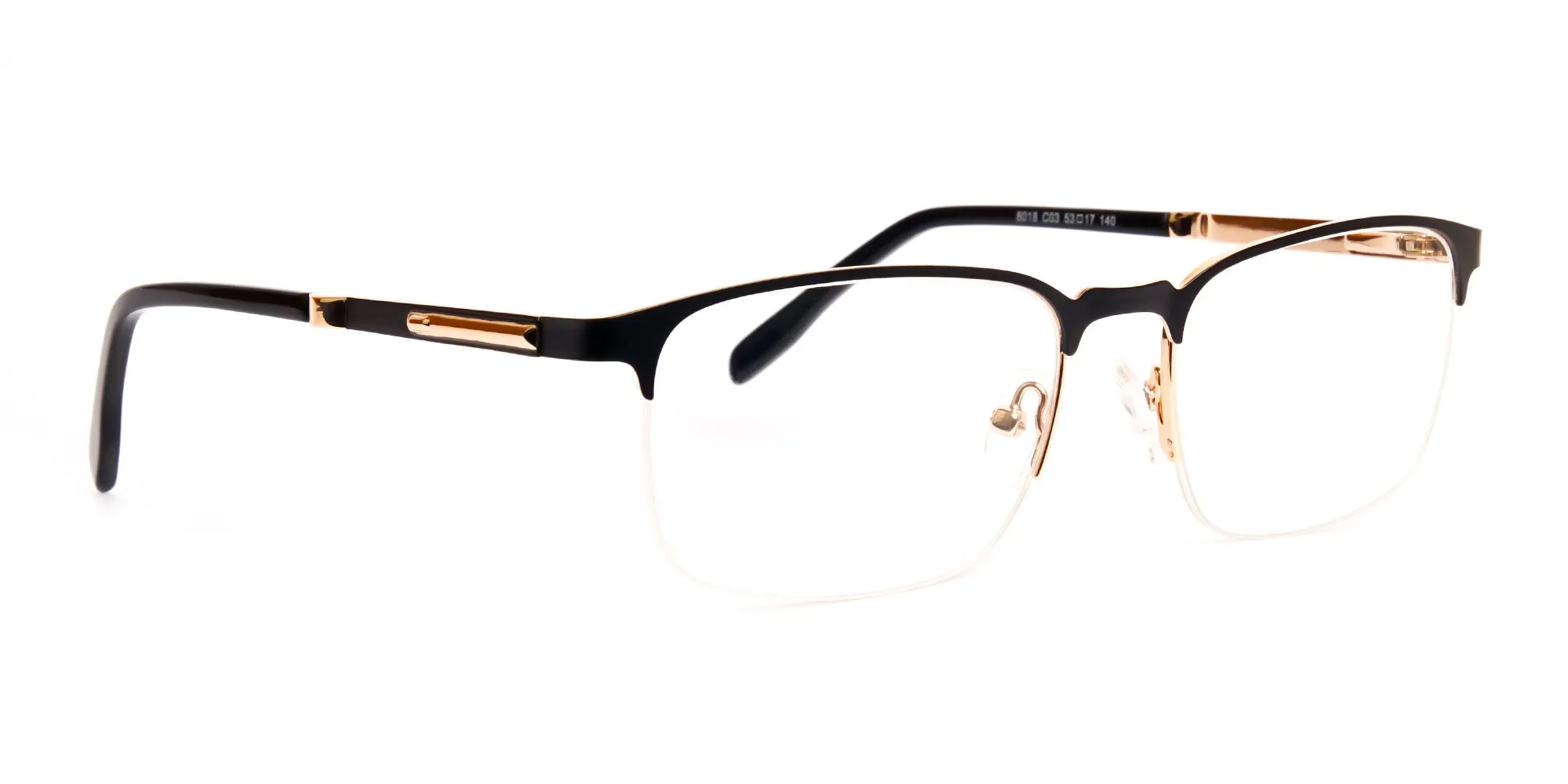 black and gold rectangular half rim glasses frames-2
