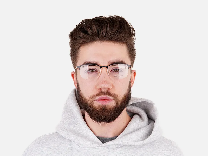 black and gold rectangular half rim glasses frames-2