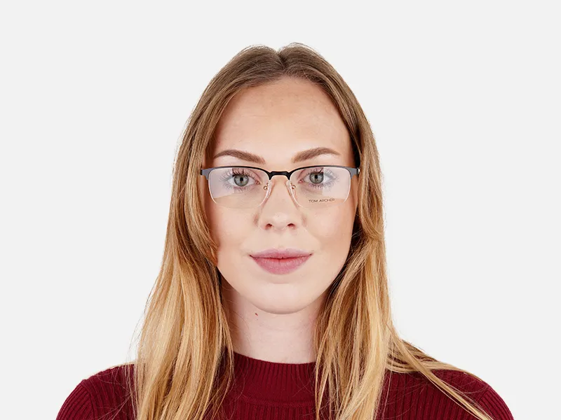 black and gold rectangular half rim glasses frames-2