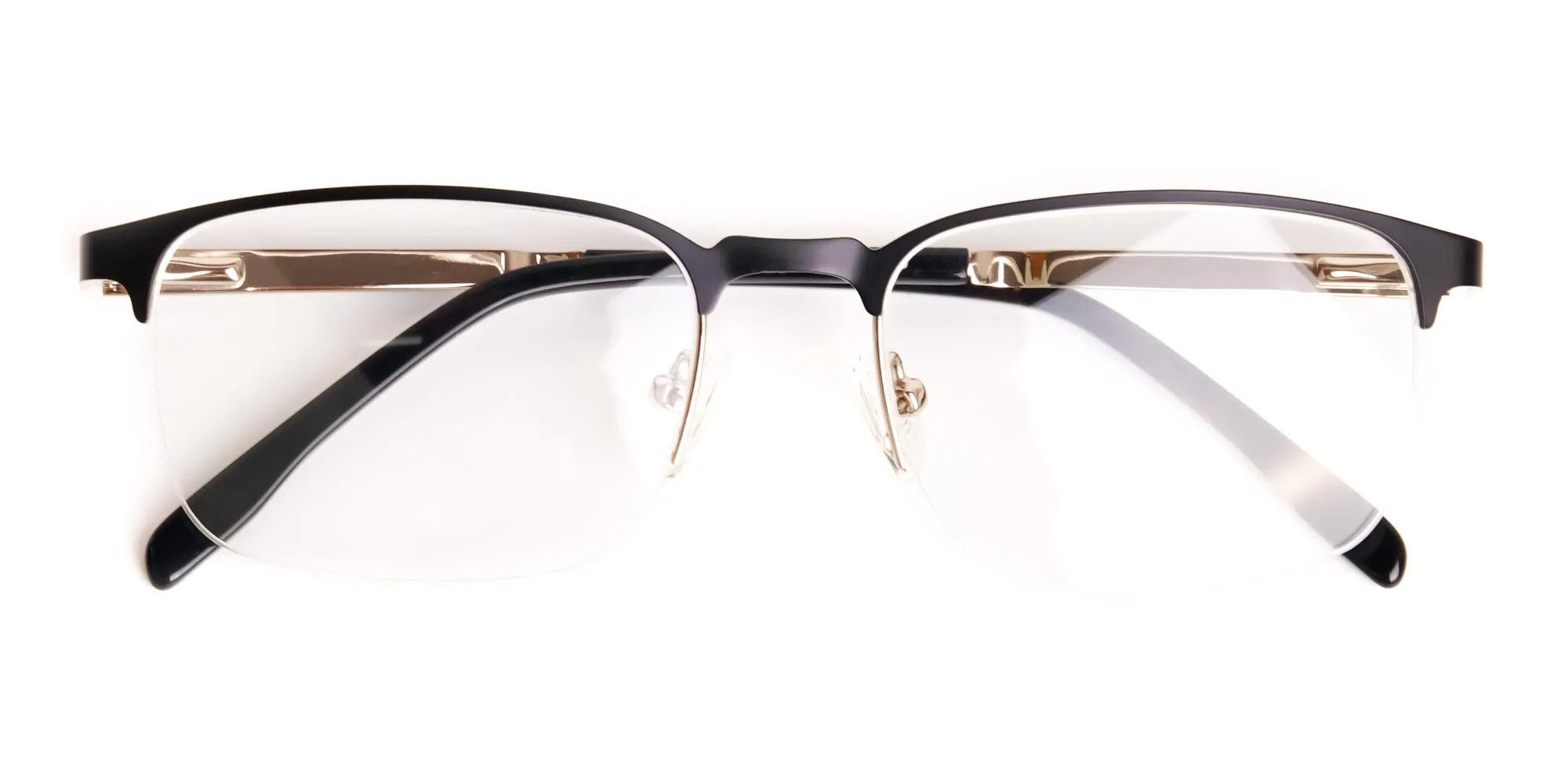 black and silver rectangular half rim glasses frames-2
