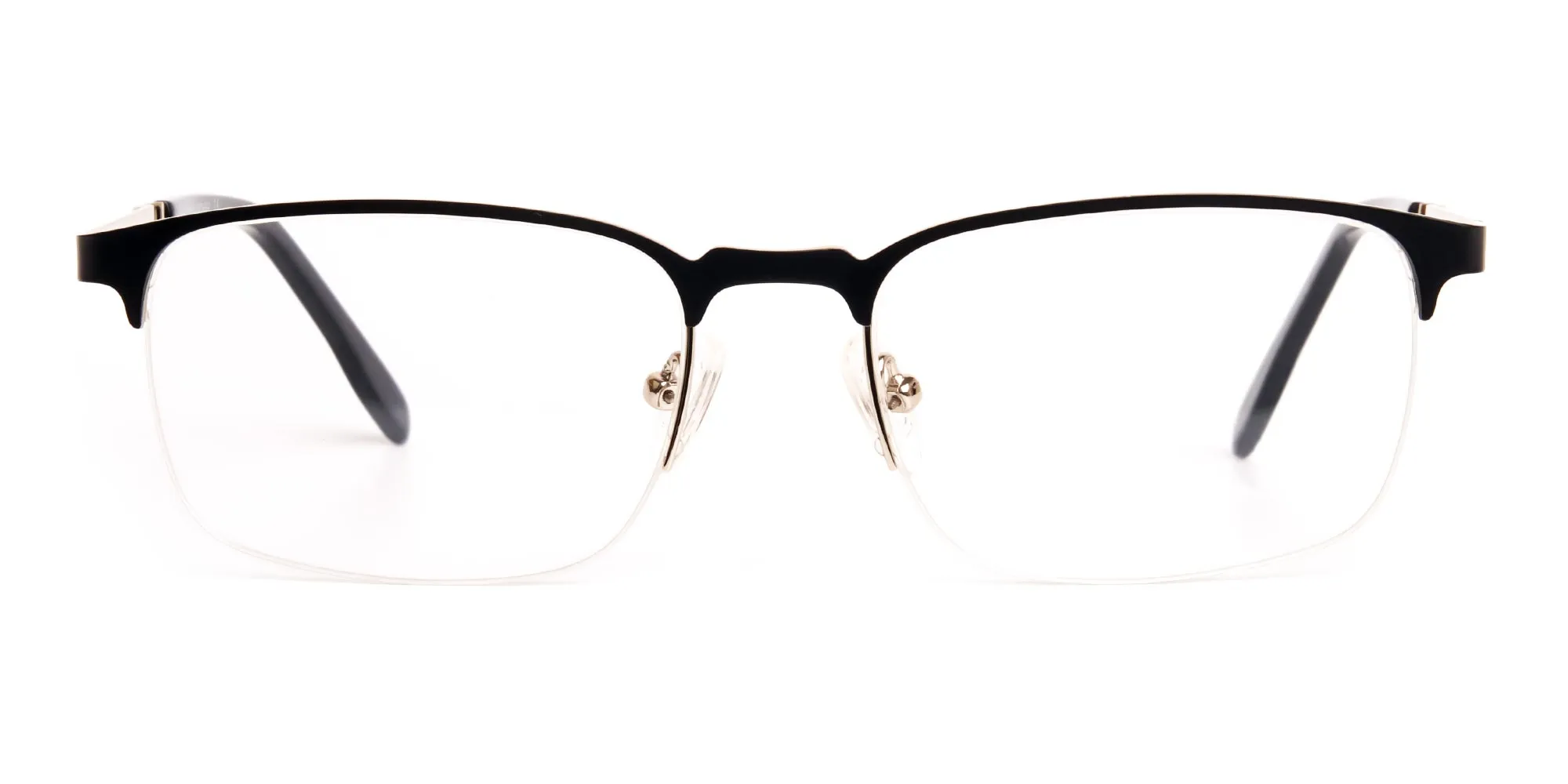 T8018H/4 - Black & Silver Rectangular Half-Rim Glasses