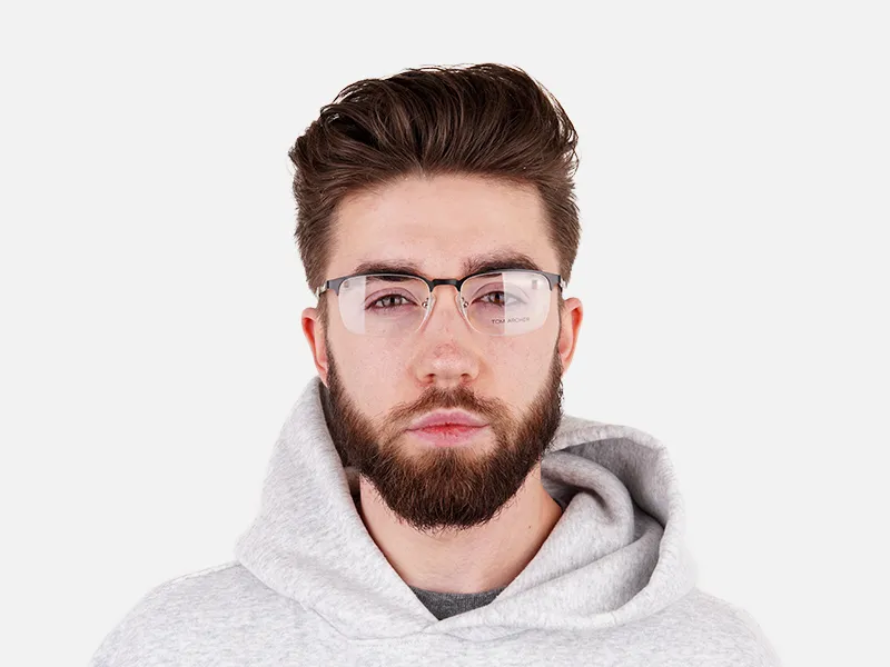 black and silver rectangular half rim glasses frames-2