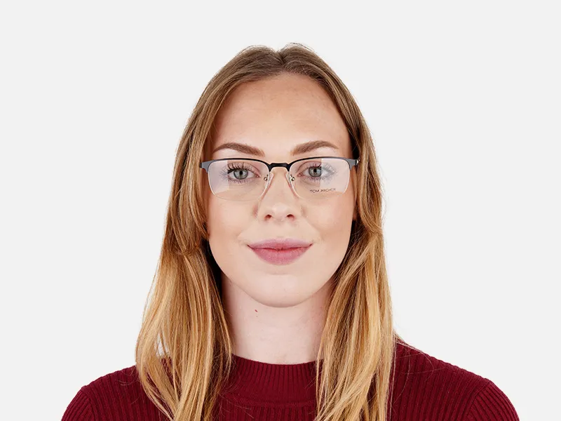 black and silver rectangular half rim glasses frames-2