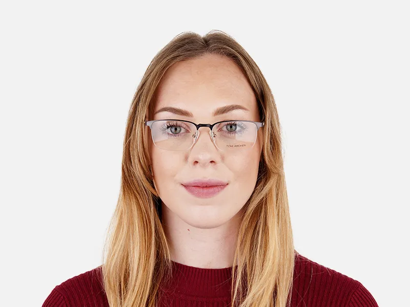 grey gunmetal rectangular half rim glasses frames-3