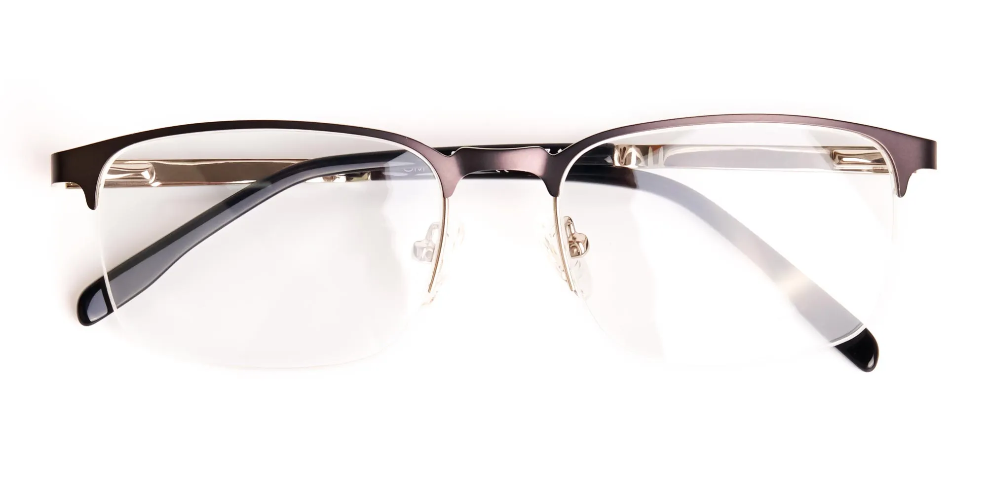 grey gunmetal rectangular half rim glasses frames-3