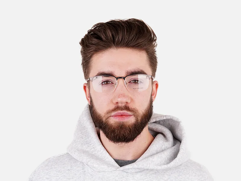 grey gunmetal rectangular half rim glasses frames-3