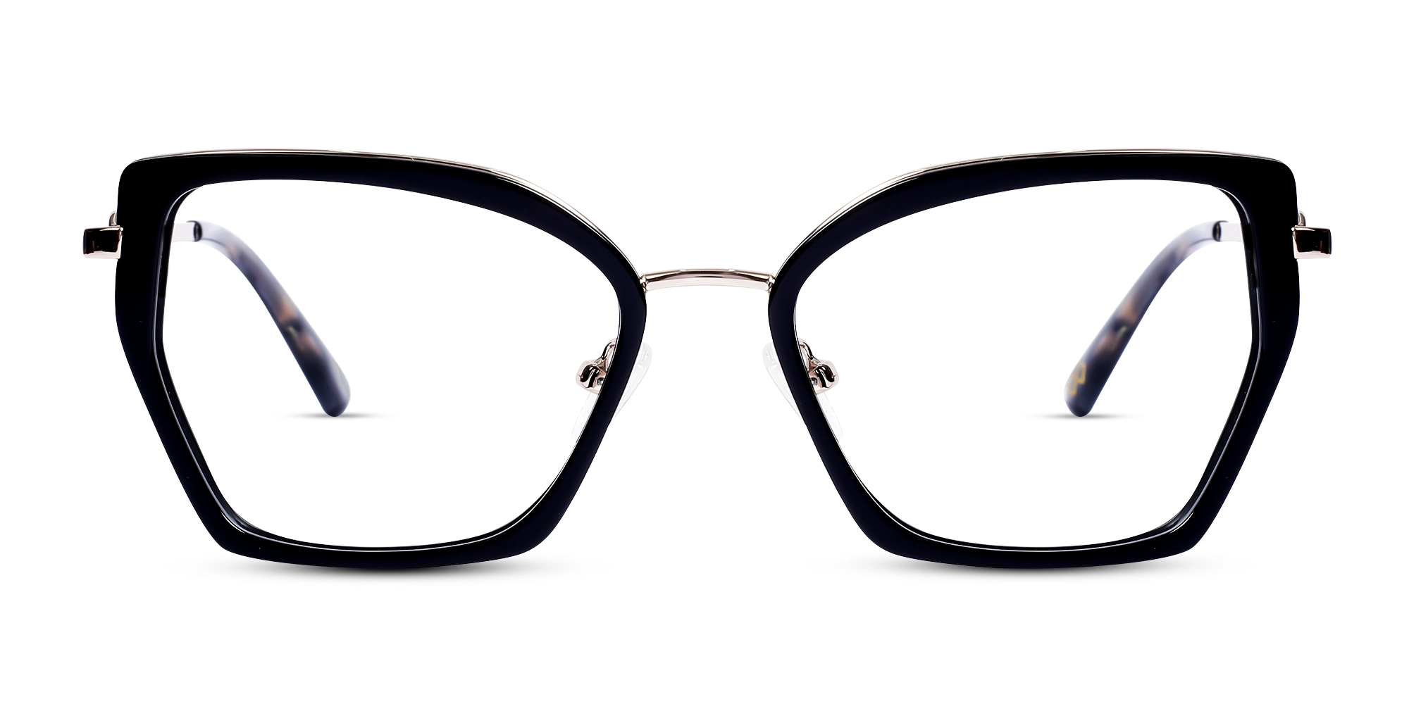 Black & Gold Cateye Geometric Glasses