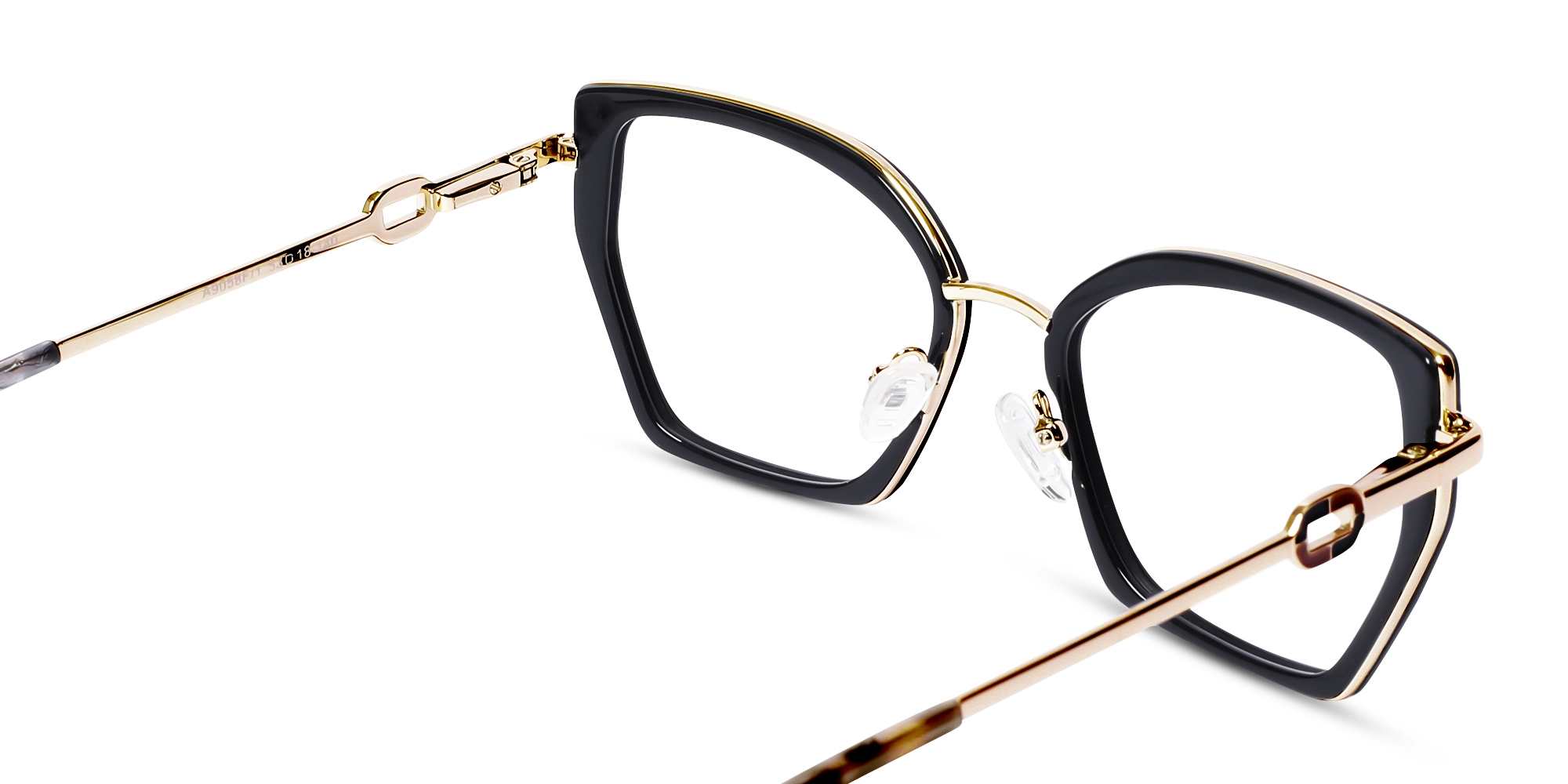 Black & Gold Cateye Geometric Glasses