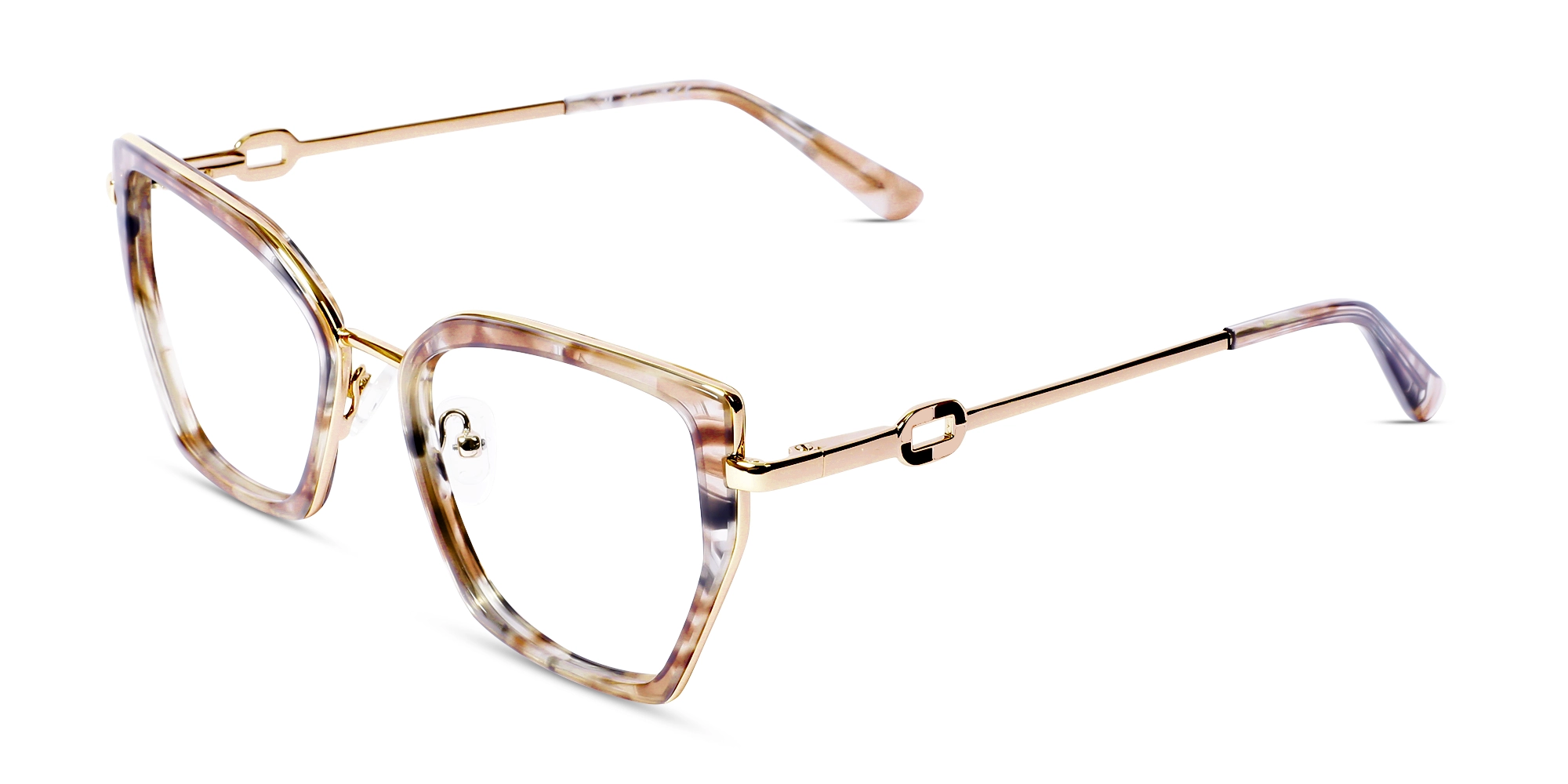 Rose Crystal & Champagne Gold Cat Eye Glasses
