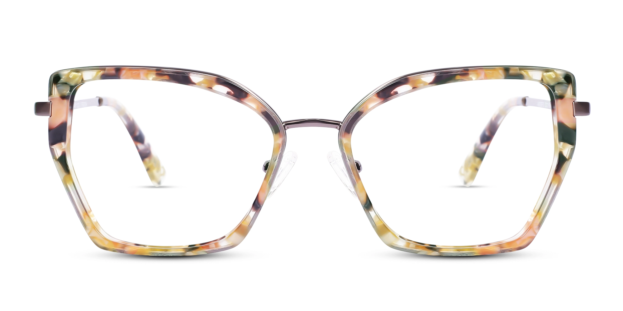 Golden Maple Marble Cat-Eye Geometric Glasses