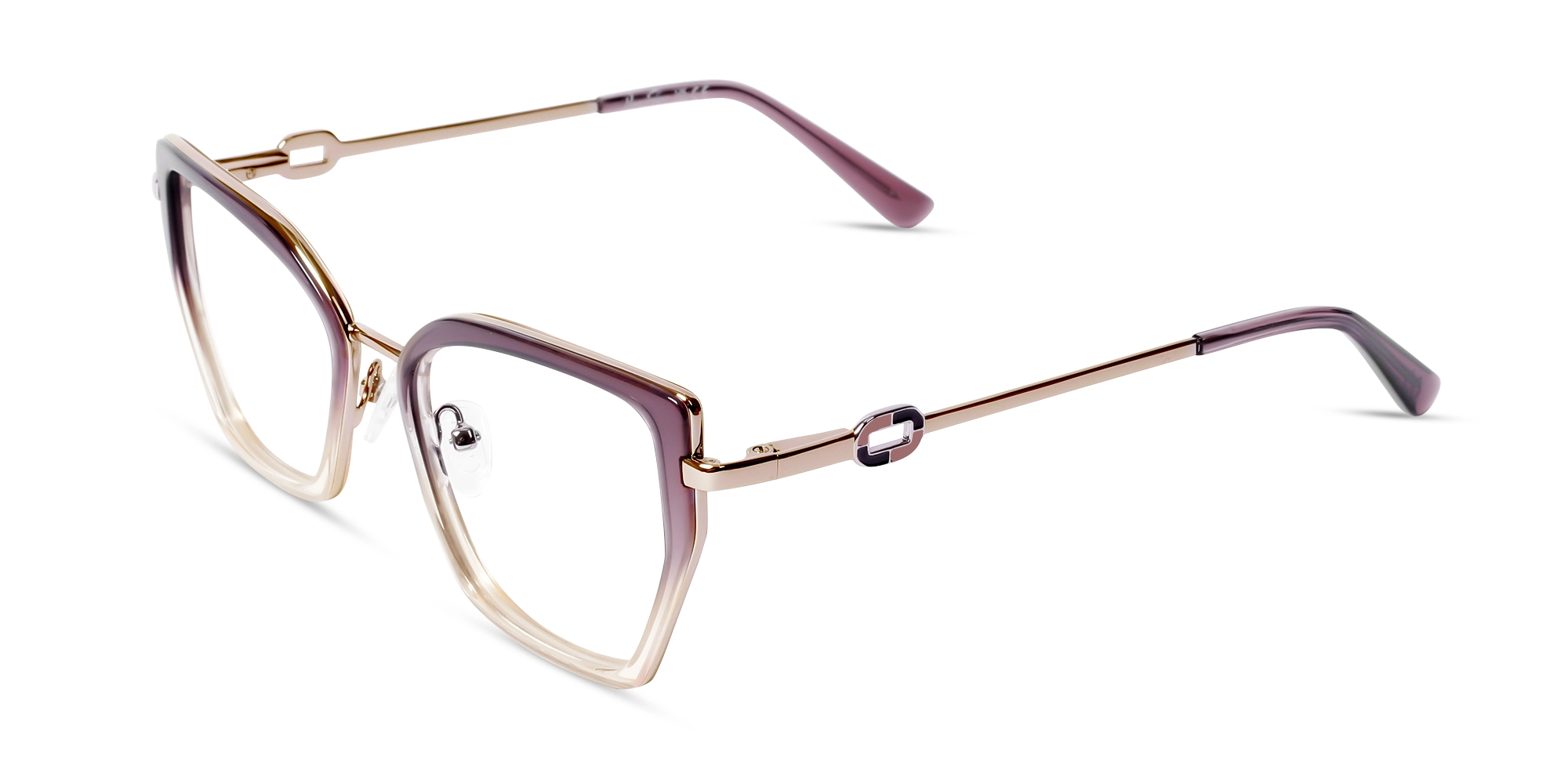 Crystal Plum Ombre Cat-Eye Geometric Glasses