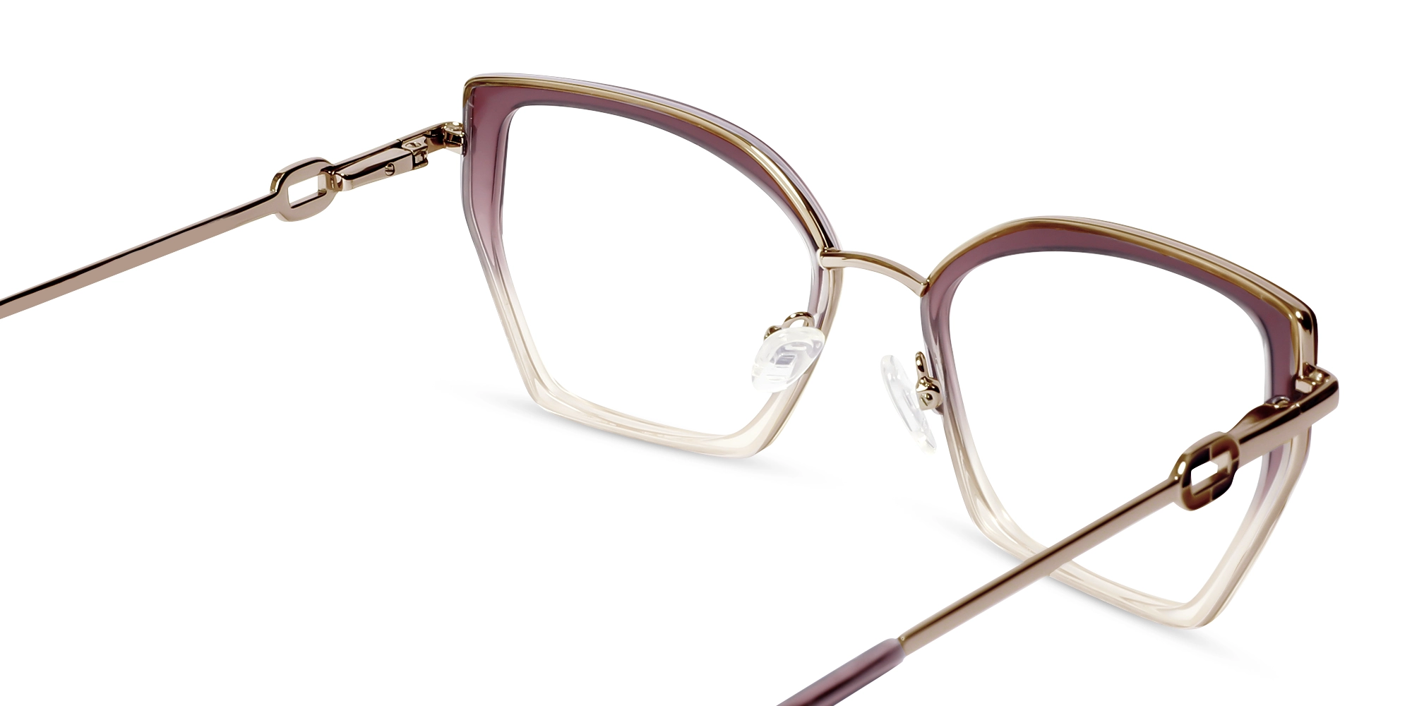 Crystal Plum Ombre Cat-Eye Geometric Glasses