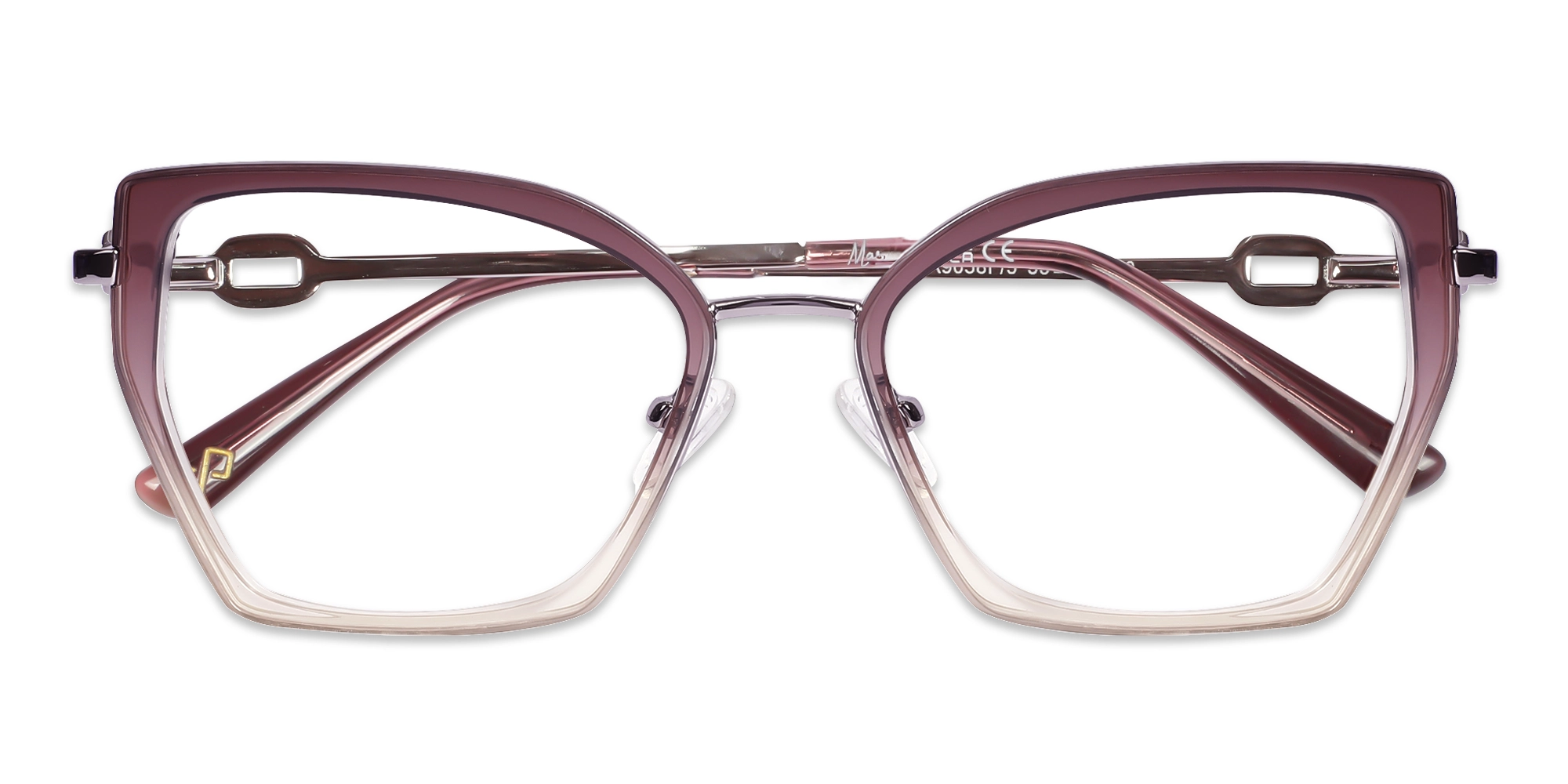 Crystal Plum Ombre Cat-Eye Geometric Glasses
